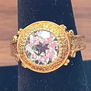Lenox 925 Gold and Silver Clear Topaz Vintage ring/Holiday!